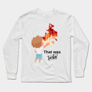 funny design with ketchup stain and kid Long Sleeve T-Shirt